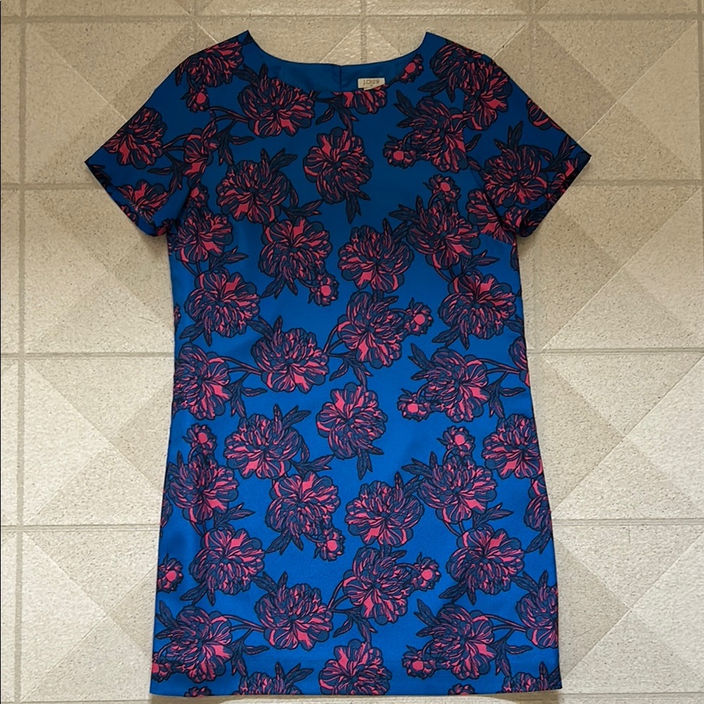 J. Crew Blue and Pink Floral Dress